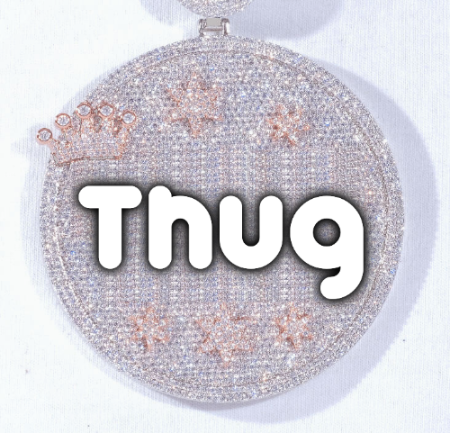 CUSTOM LETTER NECKLACE 3D BIG CROWN DISC