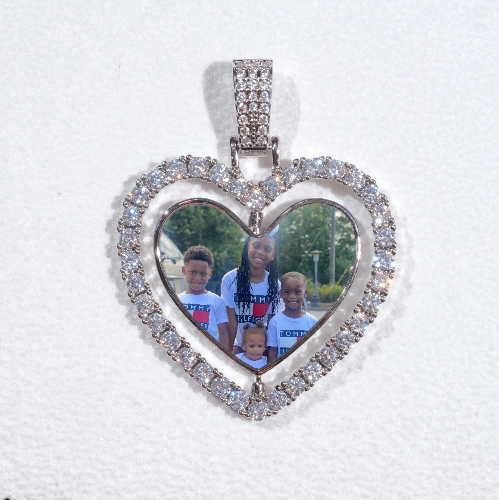 3D Spinning 2-Faced Heart Custom Picture Pendant