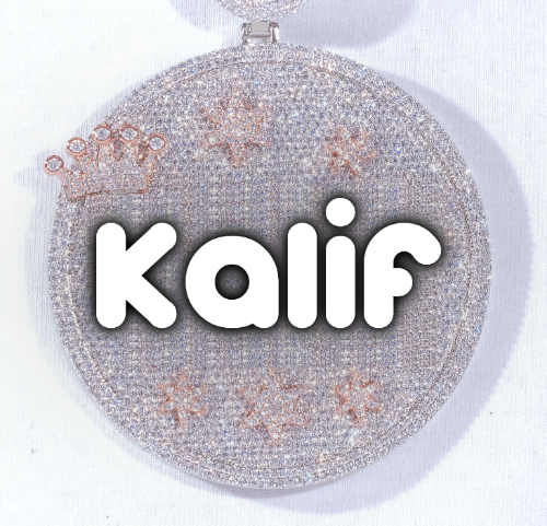 CUSTOM LETTER NECKLACE 3D BIG CROWN DISC