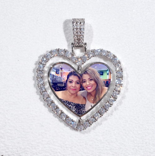 3D Spinning 2-Faced Heart Custom Picture Pendant