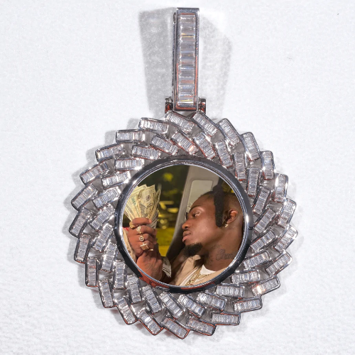 Large 3D Baguette Custom Picture Pendant