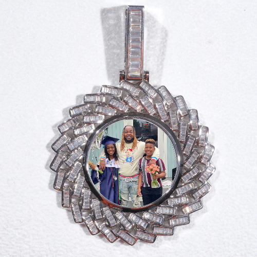 Large 3D Baguette Custom Picture Pendant