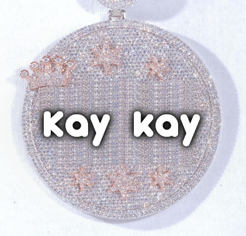 CUSTOM LETTER NECKLACE 3D BIG CROWN DISC
