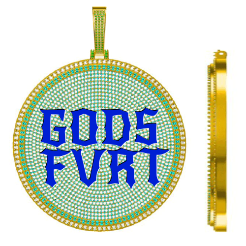 CUSTOM LETTER NECKLACE 3D BIG DISC