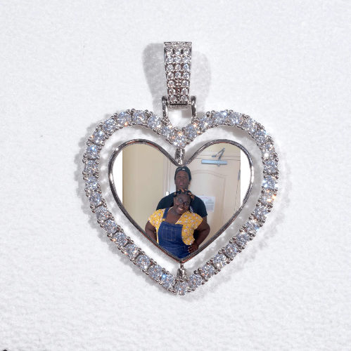3D Spinning 2-Faced Heart Custom Picture Pendant