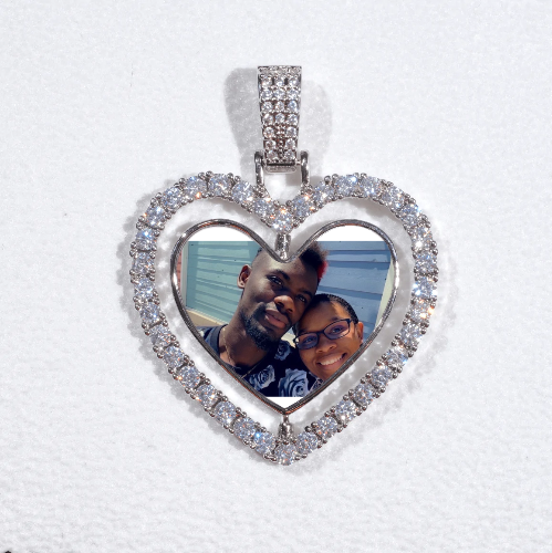 3D Spinning 2-Faced Heart Custom Picture Pendant