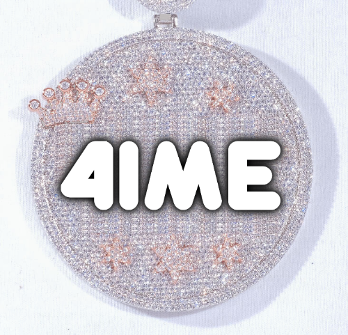 CUSTOM LETTER NECKLACE 3D BIG CROWN DISC