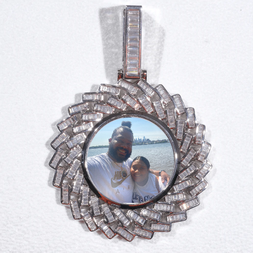 Large 3D Baguette Custom Picture Pendant