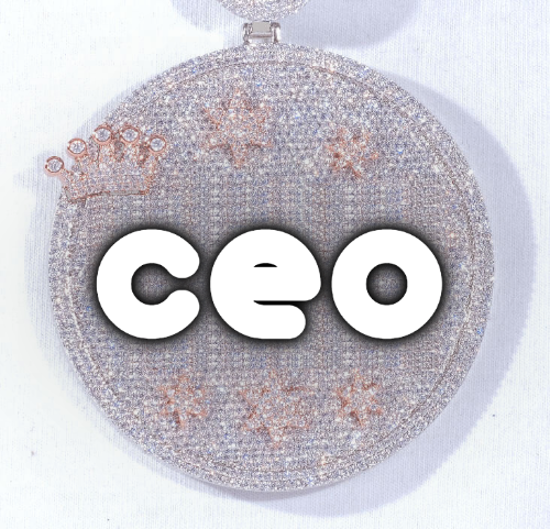 CUSTOM LETTER NECKLACE 3D BIG CROWN DISC