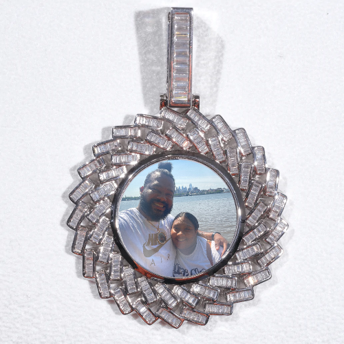 Large 3D Baguette Custom Picture Pendant