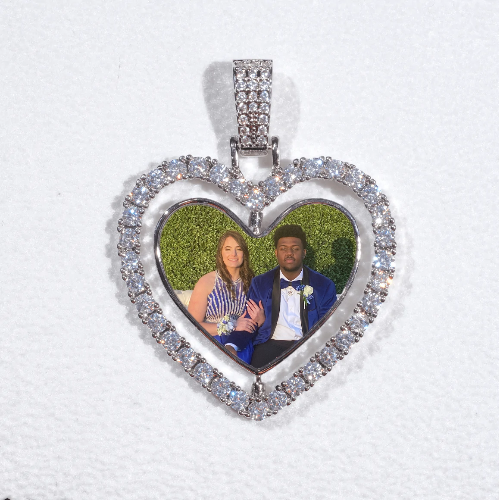 3D Spinning 2-Faced Heart Custom Picture Pendant