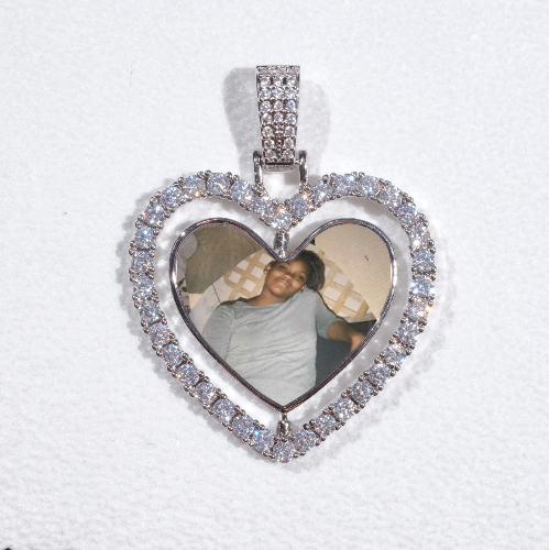 3D Spinning 2-Faced Heart Custom Picture Pendant