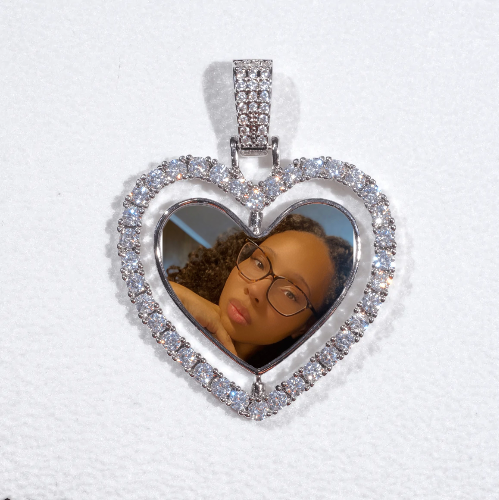 3D Spinning 2-Faced Heart Custom Picture Pendant