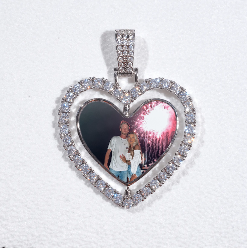 3D Spinning 2-Faced Heart Custom Picture Pendant