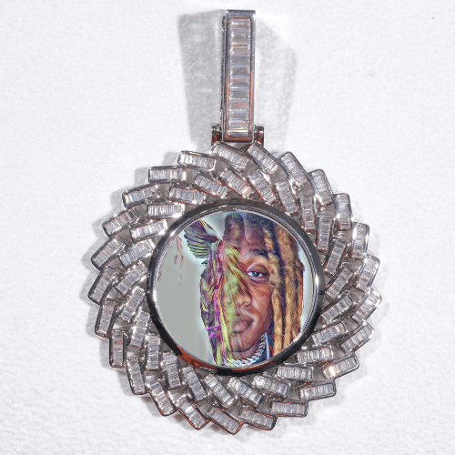 Large 3D Baguette Custom Picture Pendant