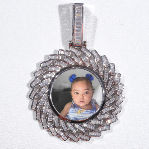 Large 3D Baguette Custom Picture Pendant