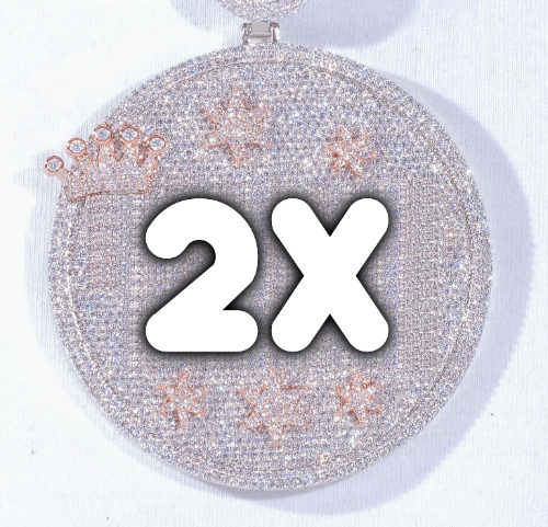 CUSTOM LETTER NECKLACE 3D BIG CROWN DISC