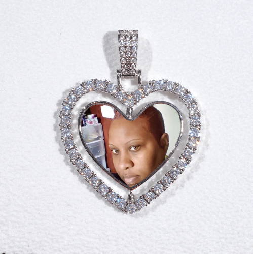 3D Spinning 2-Faced Heart Custom Picture Pendant