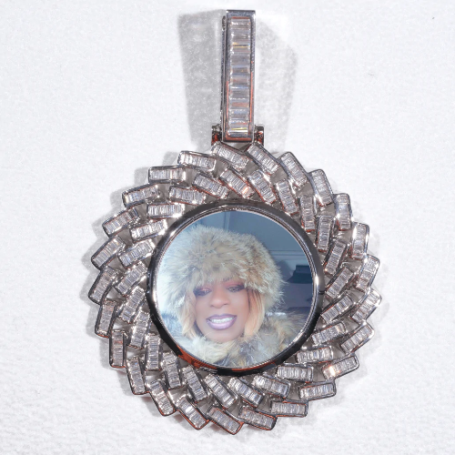 Large 3D Baguette Custom Picture Pendant