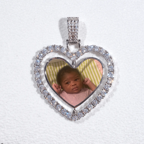 3D Spinning 2-Faced Heart Custom Picture Pendant