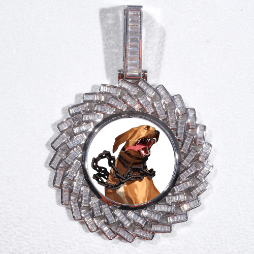 Large 3D Baguette Custom Picture Pendant