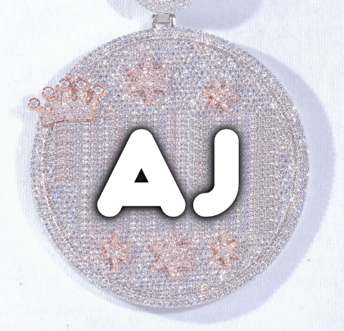 CUSTOM LETTER NECKLACE 3D BIG CROWN DISC