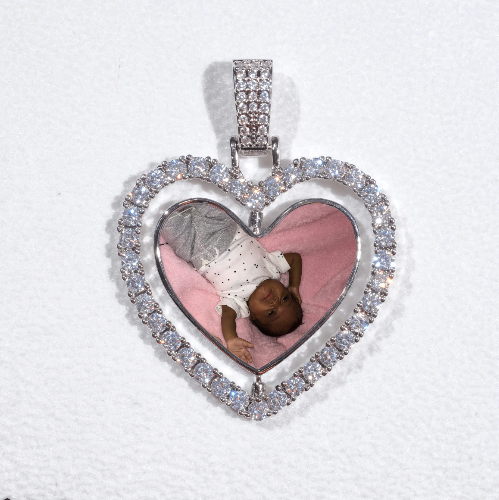 3D Spinning 2-Faced Heart Custom Picture Pendant