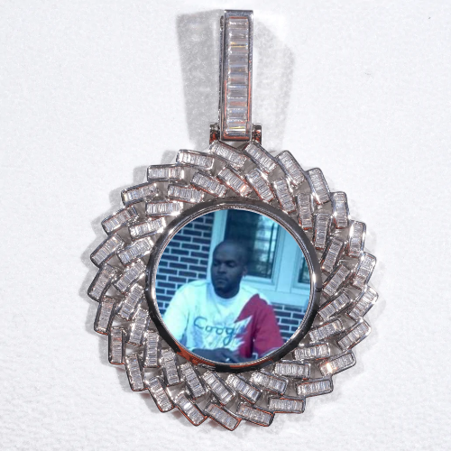 Large 3D Baguette Custom Picture Pendant