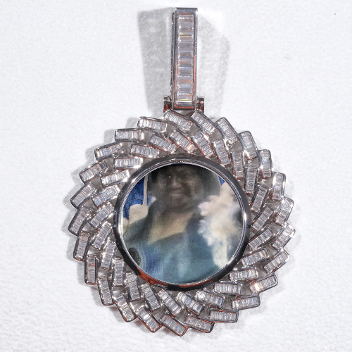 Large 3D Baguette Custom Picture Pendant