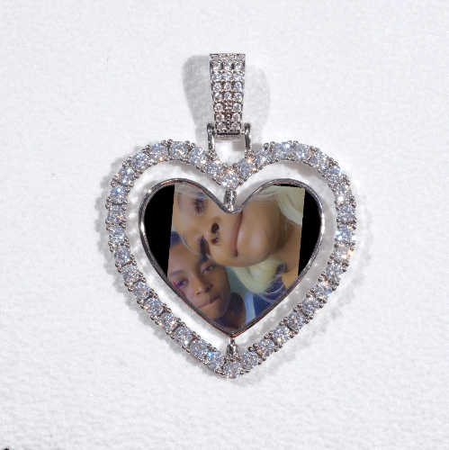 3D Spinning 2-Faced Heart Custom Picture Pendant
