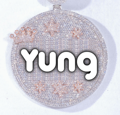 CUSTOM LETTER NECKLACE 3D BIG CROWN DISC