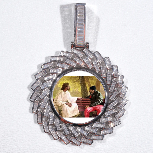 Large 3D Baguette Custom Picture Pendant