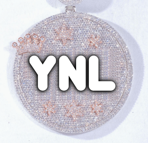 CUSTOM LETTER NECKLACE 3D BIG CROWN DISC