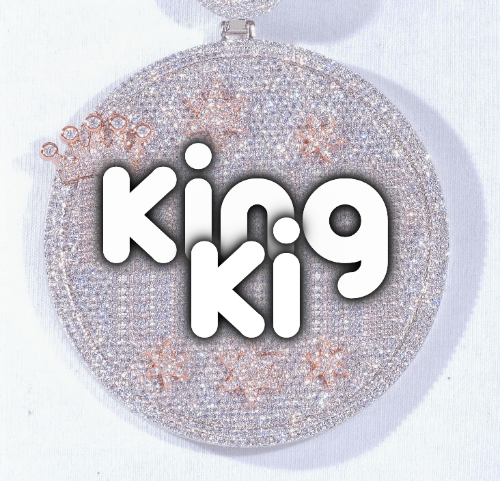 CUSTOM LETTER NECKLACE 3D BIG CROWN DISC