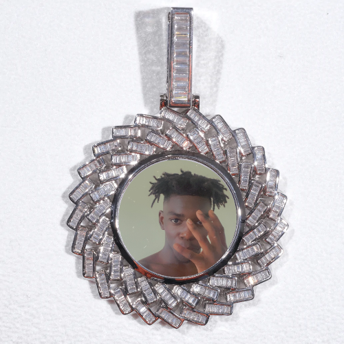 Large 3D Baguette Custom Picture Pendant