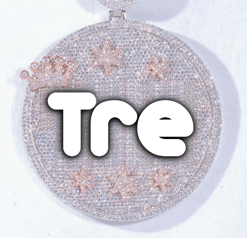 CUSTOM LETTER NECKLACE 3D BIG CROWN DISC