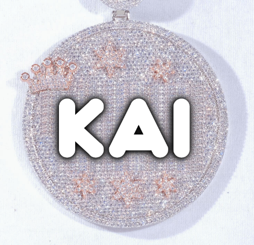 CUSTOM LETTER NECKLACE 3D BIG CROWN DISC