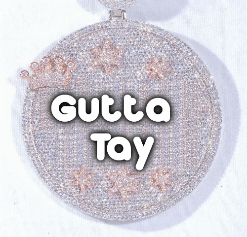 CUSTOM LETTER NECKLACE 3D BIG CROWN DISC