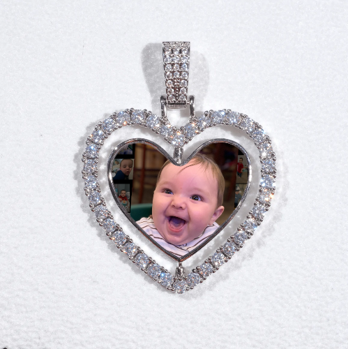 3D Spinning 2-Faced Heart Custom Picture Pendant