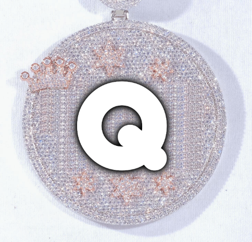 CUSTOM LETTER NECKLACE 3D BIG CROWN DISC