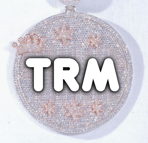 CUSTOM LETTER NECKLACE 3D BIG CROWN DISC