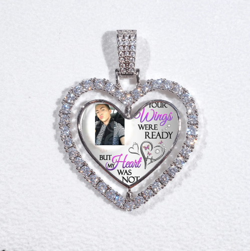 3D Spinning 2-Faced Heart Custom Picture Pendant