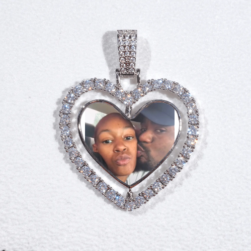 3D Spinning 2-Faced Heart Custom Picture Pendant