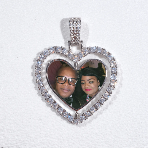3D Spinning 2-Faced Heart Custom Picture Pendant