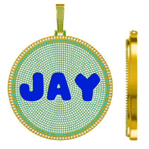 CUSTOM LETTER NECKLACE 3D BIG DISC