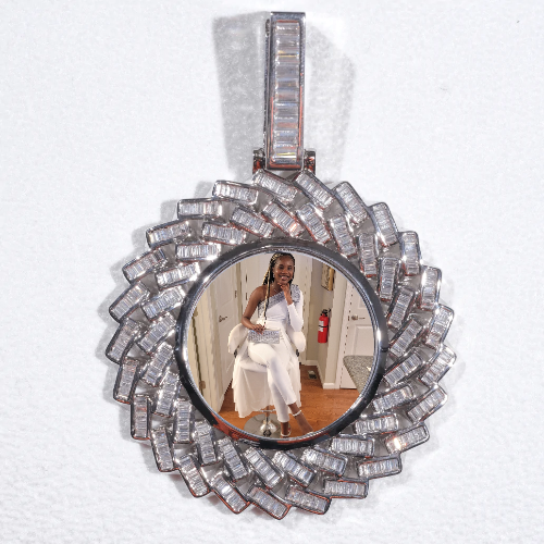 Large 3D Baguette Custom Picture Pendant
