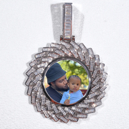 Large 3D Baguette Custom Picture Pendant