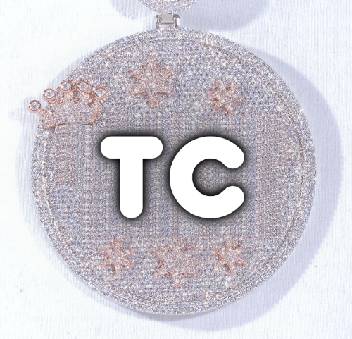 CUSTOM LETTER NECKLACE 3D BIG CROWN DISC