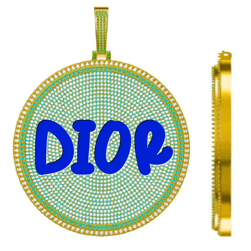 CUSTOM LETTER NECKLACE 3D BIG DISC