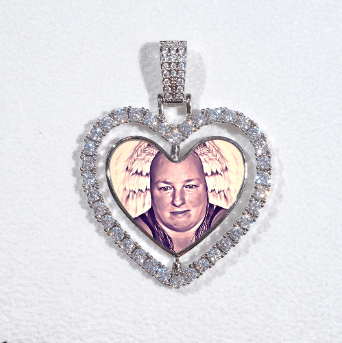 3D Spinning 2-Faced Heart Custom Picture Pendant